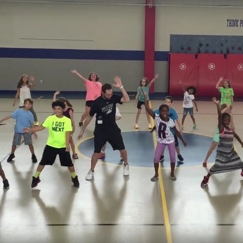 Children fitness dance class in gymnasium